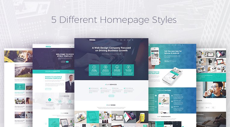 Rider - 5 completely different homepage styles