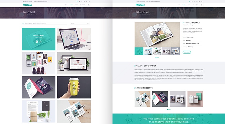 Rider - 4 different gallery page layouts and project detail page