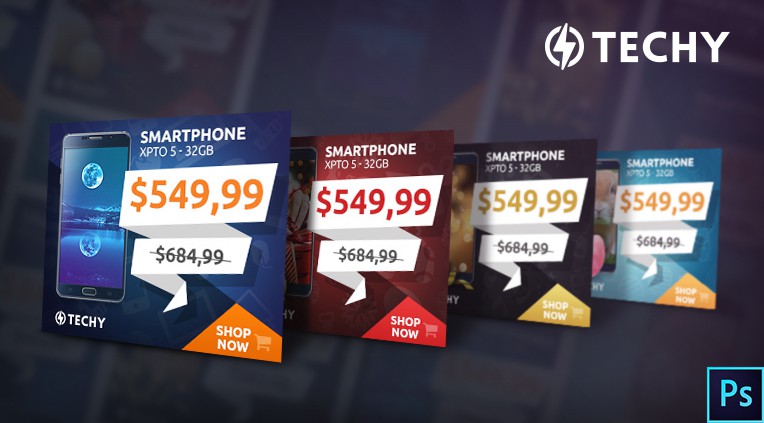 Techy Holiday Sales PSD Banner Template