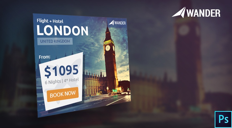 Wander Travel Agency PSD Banner Template