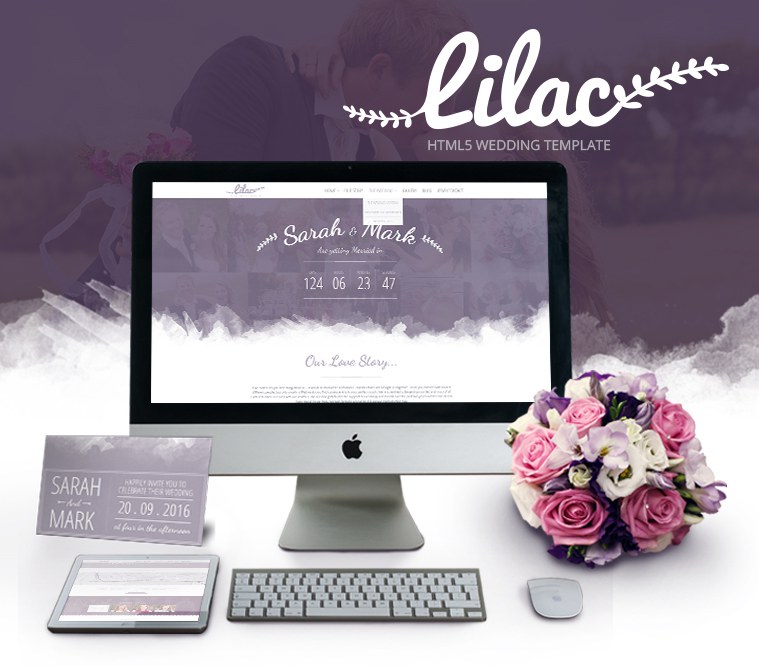 Lilac Responsive One-page HTML5 Wedding Template